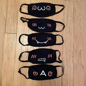 Bundle of 5 Black Cosplay Kawaii Anime Masks